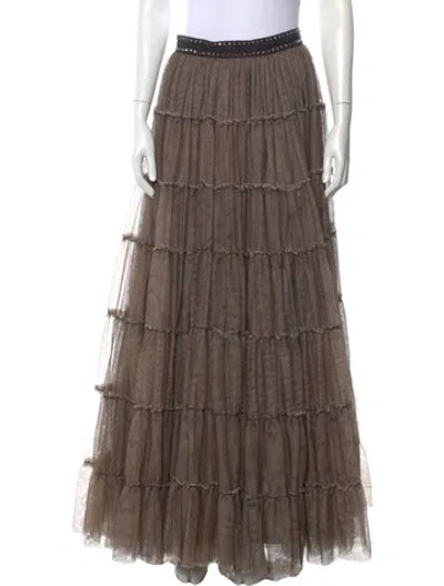 Pre-owned Alice And Olivia Mesh Accents Long Skirt In Neutral