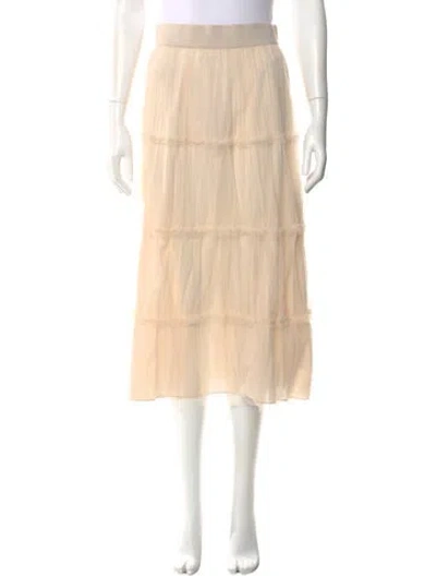 Pre-owned Alice And Olivia Mesh Accents Midi Length Skirt In Gold