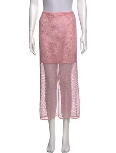 Pre-owned Alice And Olivia Mesh Accents Midi Length Skirt In Pink