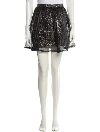 Pre-owned Alice And Olivia Mesh Accents Mini Skirt In Black