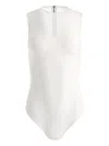 Alice And Olivia Mesh-panelled Bodysuit In White