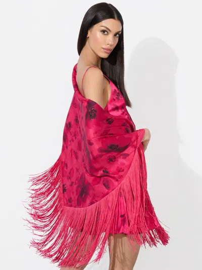 Alice And Olivia Mesha Shawl Scarf In Floral Fling Raspberry