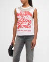 Alice And Olivia Micah Embell Muscle Tank In Off Whitemulti