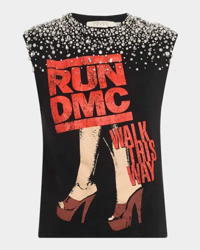 Alice And Olivia Micah Embellished Muscle Tank In Run Dmc