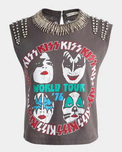 ALICE AND OLIVIA MICAH EMBELLISHED MUSCLE TEE