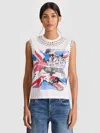 Alice And Olivia Micah Embellished Muscle Tee In White