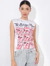 Alice And Olivia Micah Muscle Tank In Off White Multi