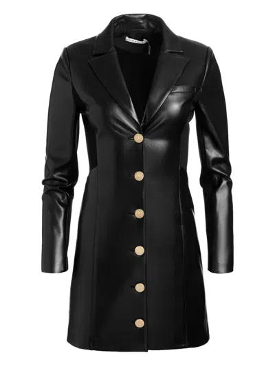Alice And Olivia Michelle Button-front Mini Dress In Black