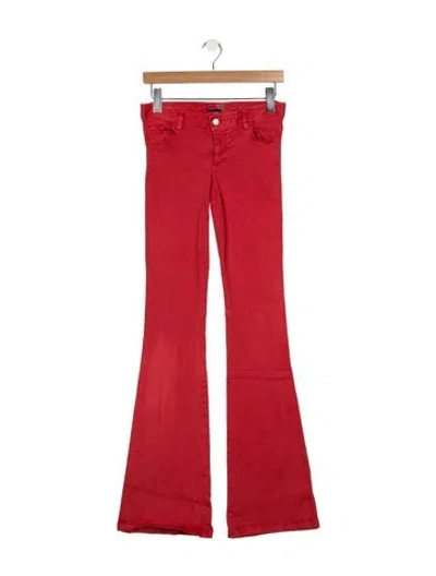 Pre-owned Alice And Olivia Mid-rise Flared Jeans In Red