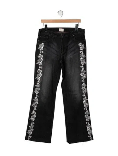 Pre-owned Alice And Olivia Mid-rise Flared Jeans In Black