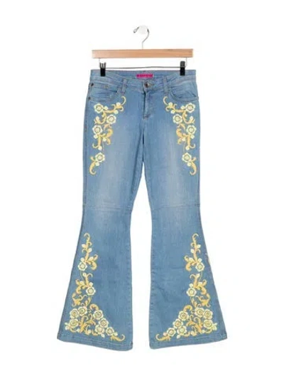 Pre-owned Alice And Olivia Mid-rise Flared Jeans In Blue