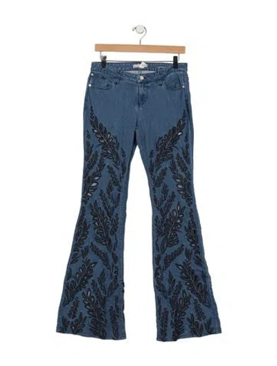 Pre-owned Alice And Olivia Mid-rise Flared Jeans In Blue