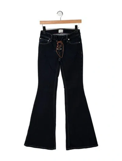 Pre-owned Alice And Olivia Mid-rise Flared Jeans In Blue
