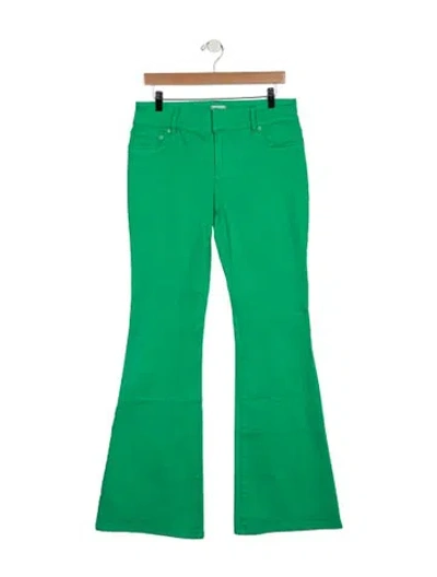 Pre-owned Alice And Olivia Mid-rise Flared Jeans In Green