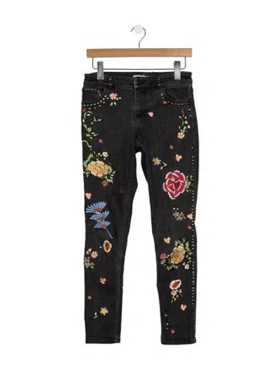 Pre-owned Alice And Olivia Mid-rise Skinny Leg Jeans In Black