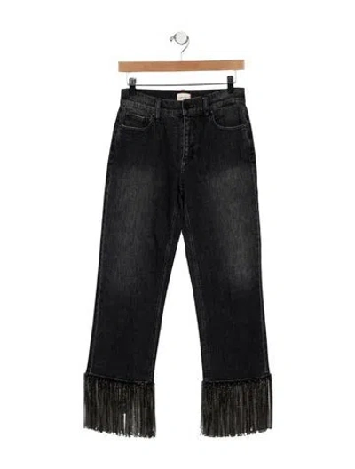Pre-owned Alice And Olivia Mid-rise Straight Leg Jeans In Black