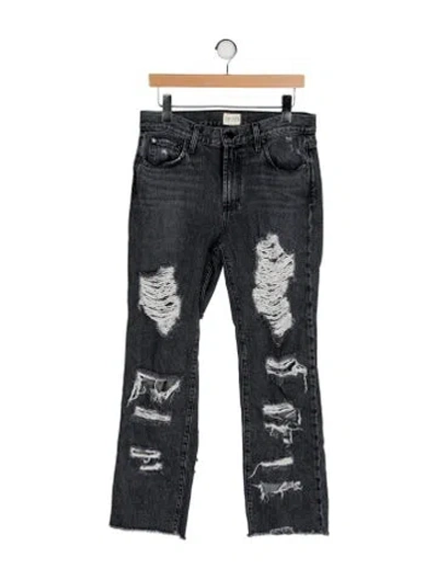 Pre-owned Alice And Olivia Mid-rise Straight Leg Jeans In Black