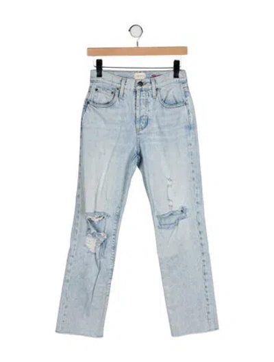 Pre-owned Alice And Olivia Mid-rise Straight Leg Jeans In Blue