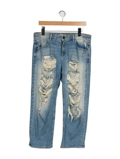 Pre-owned Alice And Olivia Mid-rise Straight Leg Jeans In Blue
