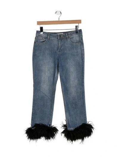 Pre-owned Alice And Olivia Mid-rise Straight Leg Jeans In Blue