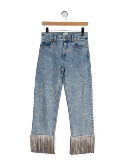 Pre-owned Alice And Olivia Mid-rise Straight Leg Jeans In Blue