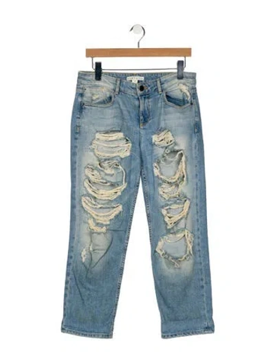 Pre-owned Alice And Olivia Mid-rise Straight Leg Jeans In Blue