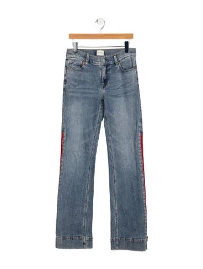 Pre-owned Alice And Olivia Mid-rise Straight Leg Jeans In Blue