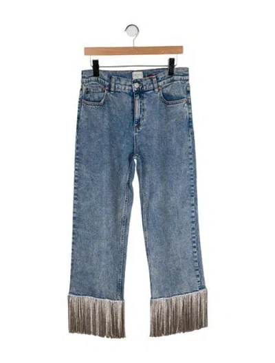 Pre-owned Alice And Olivia Mid-rise Straight Leg Jeans In Blue