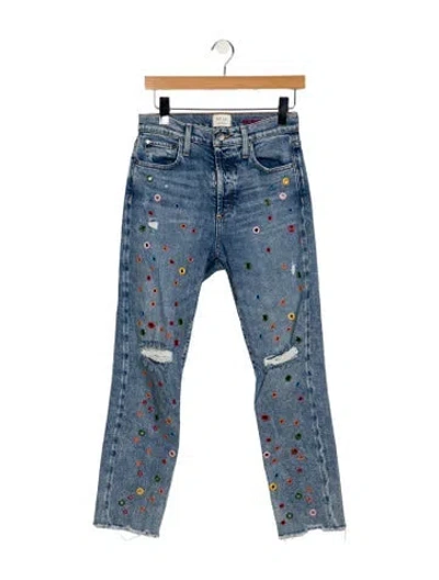 Pre-owned Alice And Olivia Mid-rise Straight Leg Jeans In Blue
