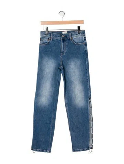 Pre-owned Alice And Olivia Mid-rise Straight Leg Jeans In Blue