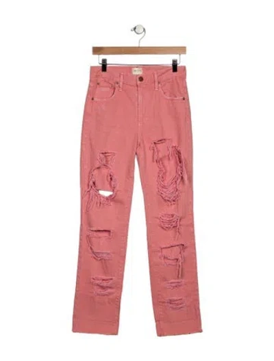 Pre-owned Alice And Olivia Mid-rise Straight Leg Jeans In Pink