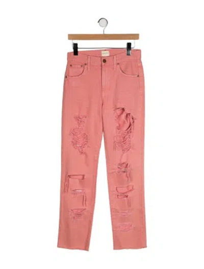 Pre-owned Alice And Olivia Mid-rise Straight Leg Jeans In Pink