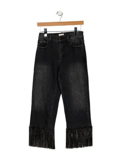 Pre-owned Alice And Olivia Mid-rise Straight Leg Jeans W/ Tags In Black