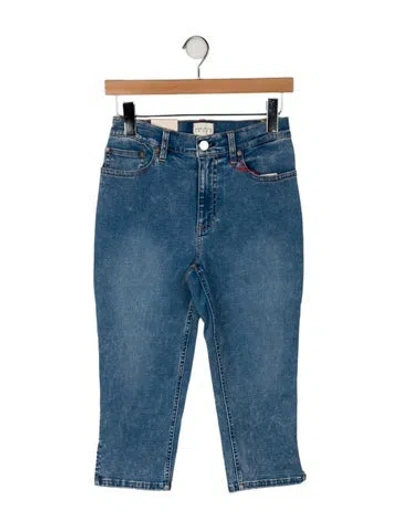 Pre-owned Alice And Olivia Mid-rise Straight Leg Jeans W/ Tags In Blue