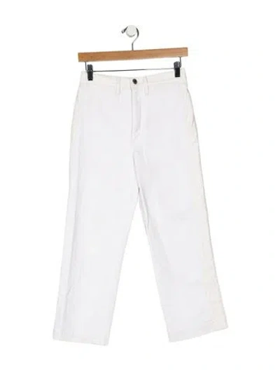 Pre-owned Alice And Olivia Mid-rise Straight Leg Jeans In White