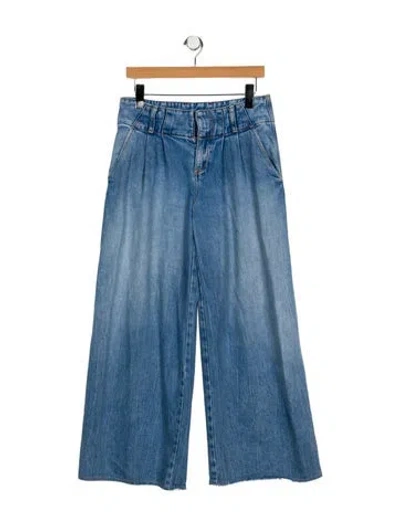 Pre-owned Alice And Olivia Mid-rise Wide Leg Jeans In Blue