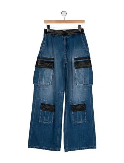 Pre-owned Alice And Olivia Mid-rise Wide Leg Jeans In Blue