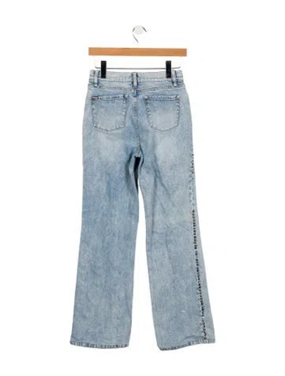 Pre-owned Alice And Olivia Mid-rise Wide Leg Jeans In Blue