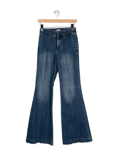 Pre-owned Alice And Olivia Mid-rise Wide Leg Jeans In Blue