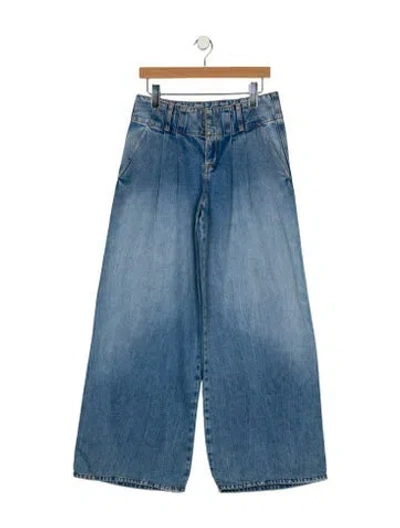 Pre-owned Alice And Olivia Mid-rise Wide Leg Jeans In Blue