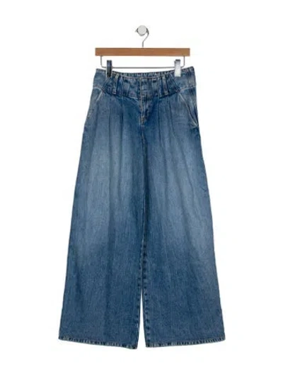 Pre-owned Alice And Olivia Mid-rise Wide Leg Jeans In Blue