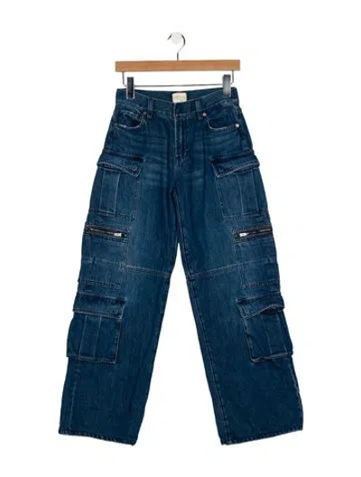 Pre-owned Alice And Olivia Mid-rise Wide Leg Jeans In Blue