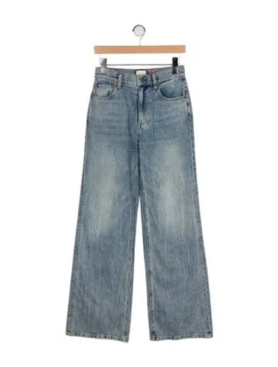 Pre-owned Alice And Olivia Mid-rise Wide Leg Jeans In Blue