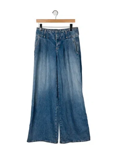 Pre-owned Alice And Olivia Mid-rise Wide Leg Jeans In Blue