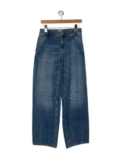 Pre-owned Alice And Olivia Mid-rise Wide Leg Jeans In Blue