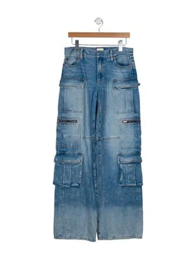 Pre-owned Alice And Olivia Mid-rise Wide Leg Jeans In Blue