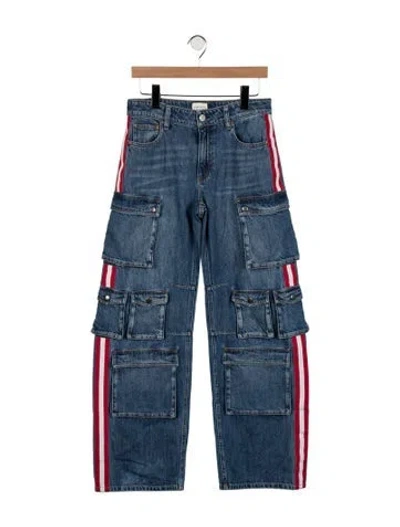 Pre-owned Alice And Olivia Mid-rise Wide Leg Jeans In Blue