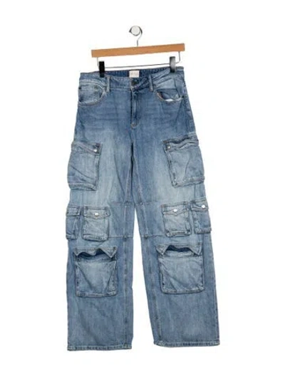 Pre-owned Alice And Olivia Mid-rise Wide Leg Jeans In Blue