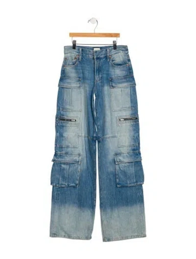 Pre-owned Alice And Olivia Mid-rise Wide Leg Jeans In Blue