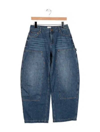 Pre-owned Alice And Olivia Mid-rise Wide Leg Jeans In Blue